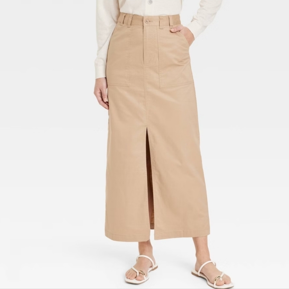 Women's Utility Midi Skirt - A New Day Tan XS